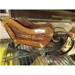 WROUGHT IRON AND WOOD DECORATIVE SLEIGH
