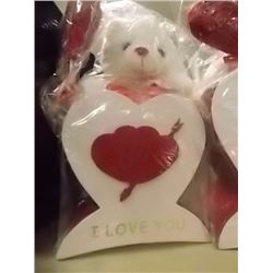 NEW TEDDY BEAR IN HEART BOX 7 X 7" ) - I LOVE YOU - SMALL. WITH 1 TEDDY