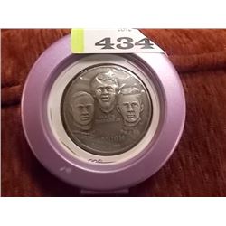 BULLION - 33.6 GRAM APOLLO 14 COMMEMORATIVE ROUND - 0.999 SILVER - ONLY 1000 MINTED - THE FACES OF E