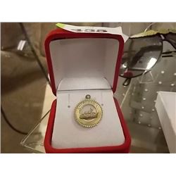 STERLING SILVER PENDANT WITH GOLD OVERLAY- "ST.THOMAS V.I"