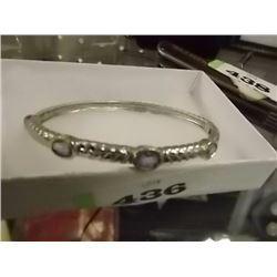 BRACELET - GENUINE "ALWAND VAHAN" BANGLE BRACELT - STERLING SILVER BRAID WITH 14K GOLD ACCENT AND GE