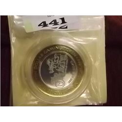 TOKEN - "THE ORLEANS CASINO" $10 GAMING TOKEN - 0.60 OZ OF 0.999 SILVER - BRASS TRIM - ENCAPSULATED