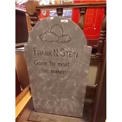 RUSTIC WOOD TOMBSTONE - 35" TALL - FRANK N'STEIN