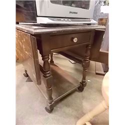 DROP LEAF WHEELED TEA TROLLY WITH DRAWER