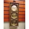 Image 1 : RETRO WOOD FRAMED BAROMETER, CLOCK AND TEMPERATURE GAUGE