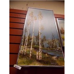 FRAMED ORIGINAL ART WORK BY ROLAND PARTOS - BARN WITH WALKWAY - MARK ON CANVASS