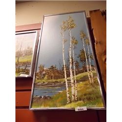 FRAMED ORIGINAL ART WORK BY ROLAND PARTOS - BIRCH TREES