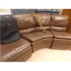 THEATRE ROOM LEATHER COUCH - CURVED - 3PC - STRAIGHT ENDS