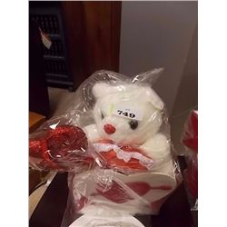 NEW TEDDY BEAR IN HEART BOX 7 X 7" ) - I LOVE YOU - SMALL. WITH 1 TEDDY