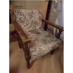 UPHOLSTERED AND WOOD ARM CHAIR