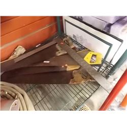 LARGE SQUARE AND 3  HAND SAWS