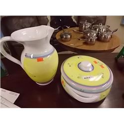 CERAMIC JUG AND SERVING DISH WITH LID- MADE IN ITALY