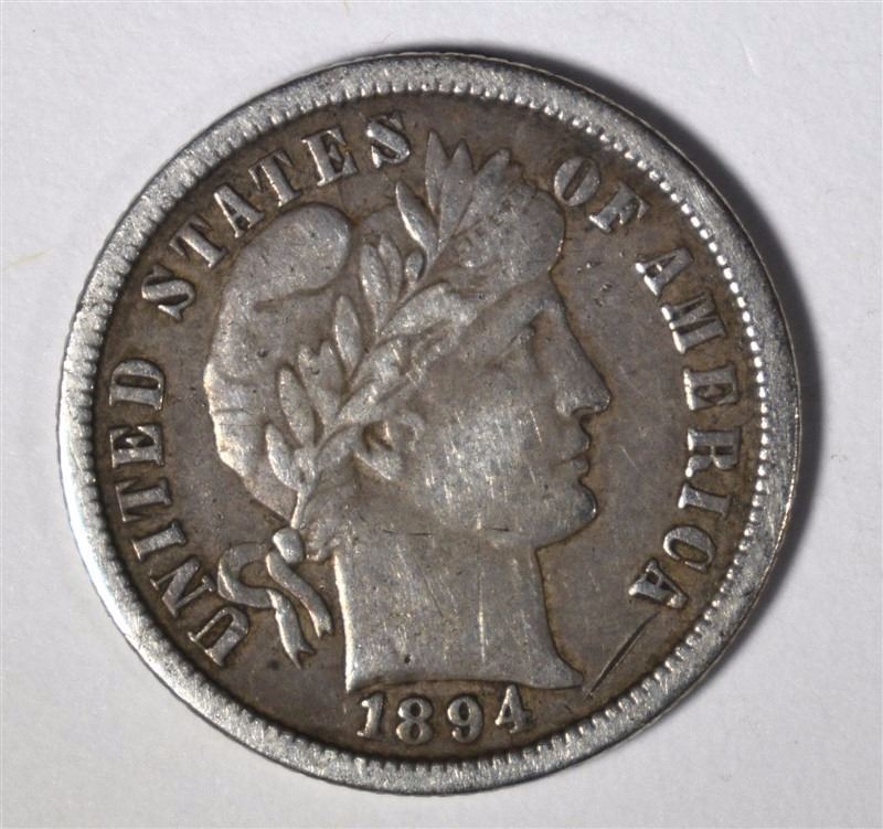 1894 O BARBER DIME VF