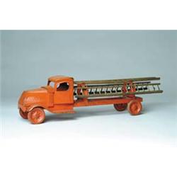 EARLY PRESSED STEEL ORANGE LADDER TRUCK