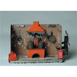 CIRCA 1860 TIN KITCHEN DIORAMA WITH ACCESSORIES