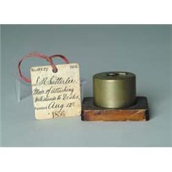 PATENT MODEL: MODE OF ATTACHING INK STANDS TO DESK BY L.R. SATTERLEE