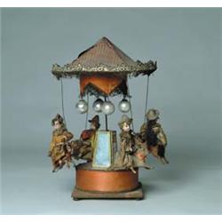 LATE 19TH C. FRENCH CAROUSEL W/ DOLLS