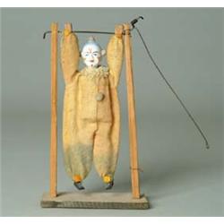 BISQUE HEAD CLOWN ACROBAT TOY