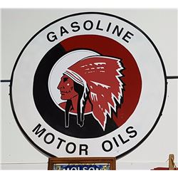 REPRODUCTION STEEL RED INDIAN GAS SIGN 48"