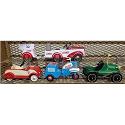 FOUR DIE CAST PEDAL CARS