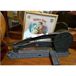 TOBACCO CUTTER & FRAMED CIGAR AD