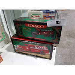LOT OF 2 NIB TEXACO DIE CAST COIN BANK VEHICLES