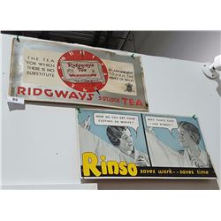 VINTAGE RIDGWAYS TEA & RINSO CARDBOARD ADVERTS