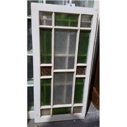EARLY 1900'S STAINED GLASS WINDOW 40" X 19"