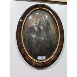 ANTIQUE PHOTO IN OLD FRAME W/CONVEX GLASS