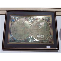 FRAMED MAP APROX 39.5"X30"