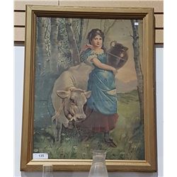 VINTAGE PRINT OF MILK MAID APROX 30"X24"