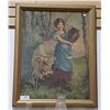 Image 1 : VINTAGE PRINT OF MILK MAID APROX 30"X24"