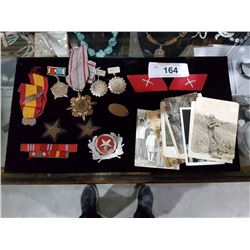 LOT OF MILITARY PHOTOS, MEDALS, & PATCHES