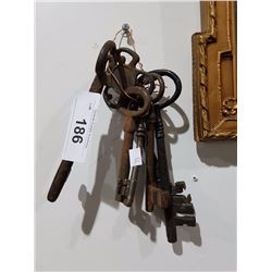 SIX ANTIQUE SKELETON KEYS