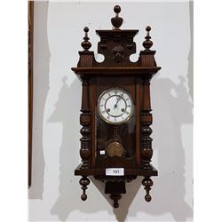19TH C. VIENNA REGULATOR WALL CLOCK W/ KEY & PENDULUM