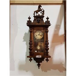 FIGURAL WALL CLOCK W/ KEY & PENDULUM