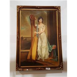 OIL ON CANVAS OF A HARPIST SIGNED S.CHAN 40"X28.25"