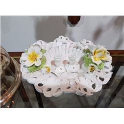 CAPODIMONTE BOWL AND CANDLESTICKS