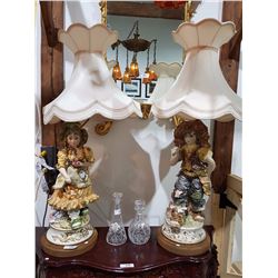 PAIR OF CAPODIMONTE LAMPS APROX. 48"