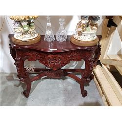 HIGHLY CARVED MAHOGANY HALL TABLE