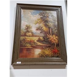 LARGE OIL ON CANVAS ARTIST SIGNED 49"X39"