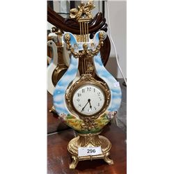 PORCELAIN & BRASS LYRE CLOCK
