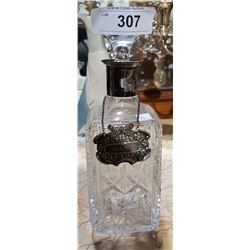BACCARAT CRYSTAL DECANTER W/ STERLING SILVER BAND & TAG