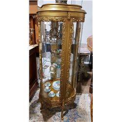 GILT CURVED GLASS DISPLAY CASE 65" HIGH