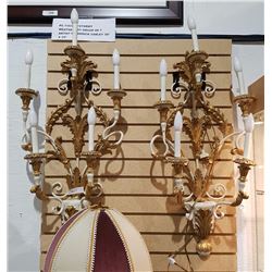 PAIR OF ORNATE LIGHT UP WALL SCONCES