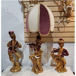 VINTAGE GILT 3 PIECE FIGURAL LAMP SET