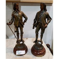 PAIR OF SPELTER FIGURES TITLED MOUSQUETAIRE