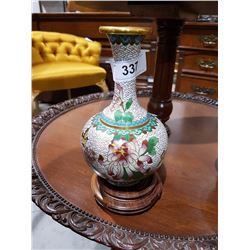 CLOISONNE VASE ON STAND