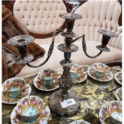 3 CANDLE SILVER PLATE CANDLEBRA
