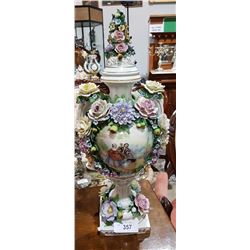 BEAUTIFULLY DETAILED PORCELAIN LIDDED URN FROM ARGENTINA